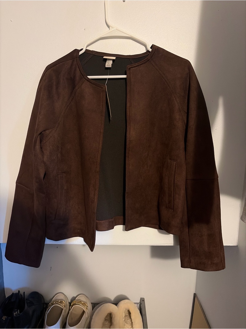 a new day Dark Brown Suede Open-Front Jacket